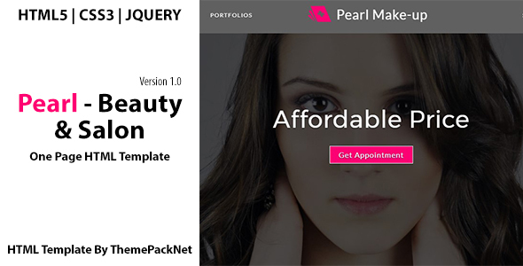 Pearl - Beauty & Salon One Page HTML Template