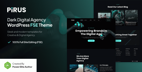 Pirus – Dark Digital Agency Gutenverse FSE WordPress Block Theme