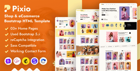 Pixio - Shop & eCommerce Bootstrap HTML Template