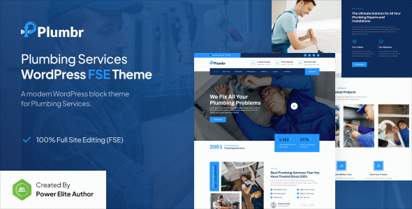 Plumbr - Plumbing Services Gutenverse FSE WordPress Block Theme