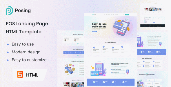 Posing - Point of Sale Landing Page HTML & React Template