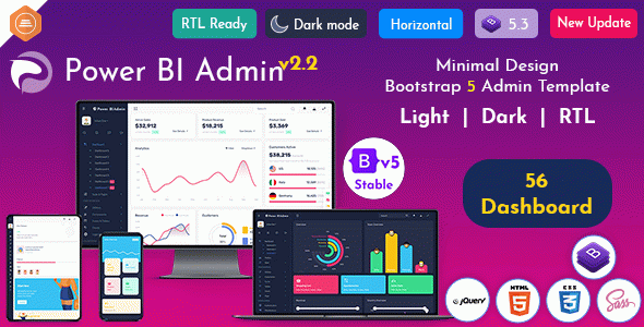 Power BI Admin - Responsive Bootstrap Admin Templates with UI Framework