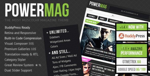 PowerMag: Bold Magazine and Reviews WordPress Theme