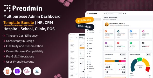Preadmin Pro - Multi Industry Enterprise Admin Dashboard Bundle (HR, CRM, POS & ERP)