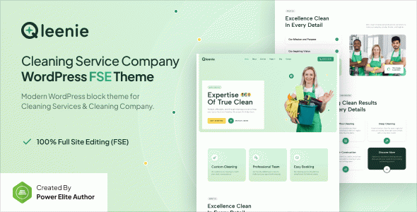 Qleenie – Cleaning Service Company Gutenverse FSE WordPress Block Theme