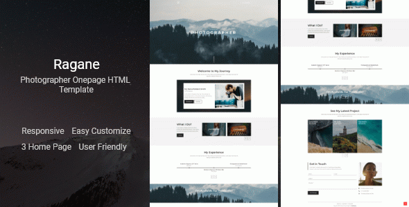 Ragane - Photographer Onepage HTML Template