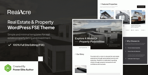 RealAcre – Real Estate & Property Gutenverse FSE WordPress Block Theme