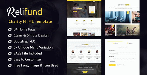 ReliFund - NonProfit Fundraising Charity HTML Template