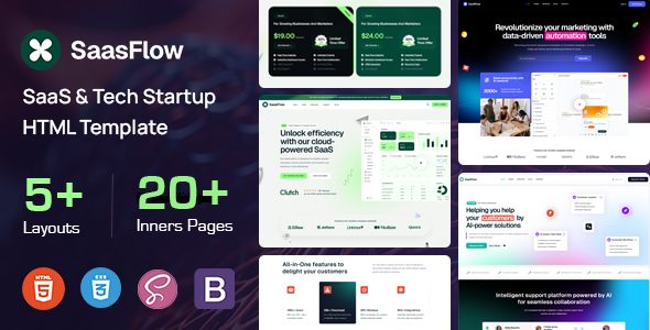 Saasflow - SaaS & Tech Startup HTML