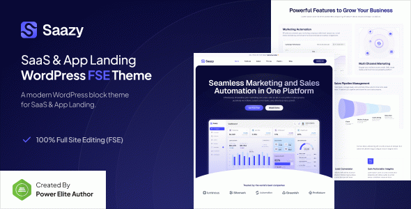 Saazy - SaaS & App Landing Page Gutenverse FSE WordPress Block Theme