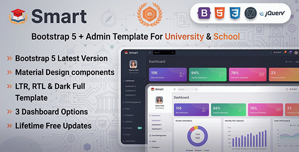 Smart - Bootstrap 5 Material Design Admin Dashboard Template for University, School & Colleges