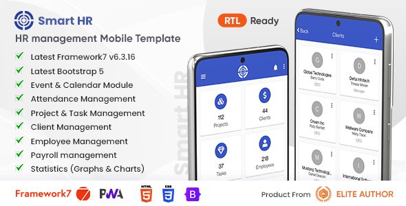 SmartHR - Workforce, HRMS & Payroll PWA Mobile Template