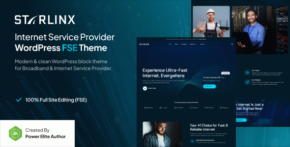 Starlinx – Broadband & Internet Service Provider Gutenverse FSE WordPress Block Theme