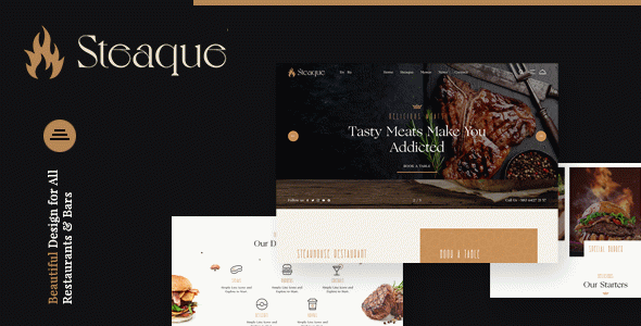 Steaque | Restaurant and Cocktail Bar WordPress Theme