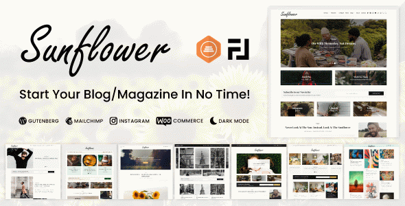 Sunflower - Modern, Lightweight & Multipurpose WordPress Blog Theme