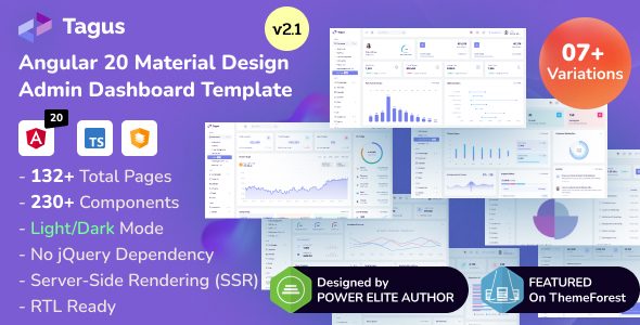 Tagus - Angular Material Admin Dashboard Template