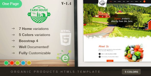 The Farm House - One Page Organic Food, Fruit and Vegetables Products HTML5 Template