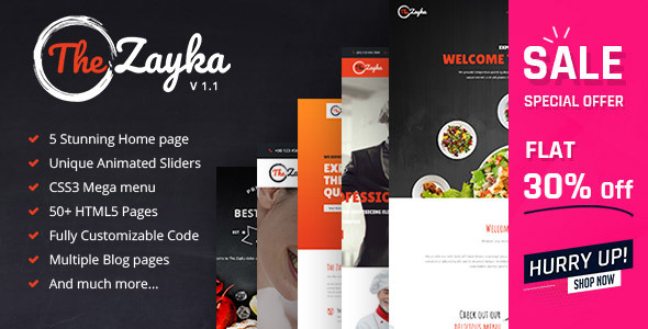 The Zayka - Multipurpose Restaurant & Cafe HTML5 Template