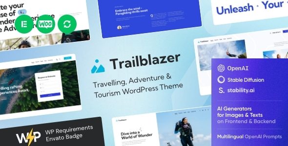 Trailblazer - Travelling, Travel Tours & Adventure WordPress Theme + Shop