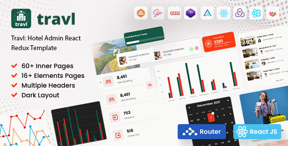 Travl : React Redux Hotel Admin Dashboard Template