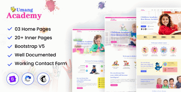 Umang Academy : Kindergarten, Kids Play School Template