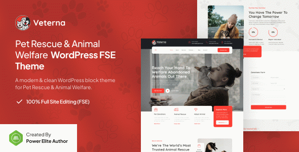 Veterna – Pet Rescue & Animal Welfare Gutenverse FSE WordPress Block Theme