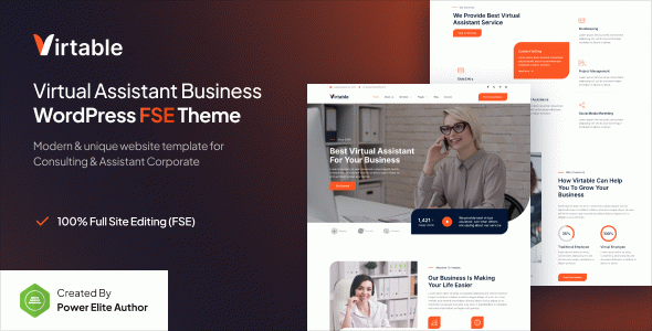 Virtable – Virtual Assistant Business Gutenverse FSE WordPress Block Theme