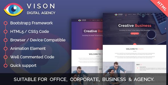 Vision Digital Agency – Multipurpose One Page HTML Template