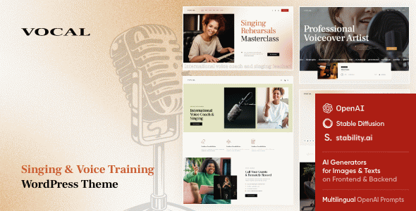 Vocal - Singing, Voice Artist & Sound Recording WordPress Theme + Online Store