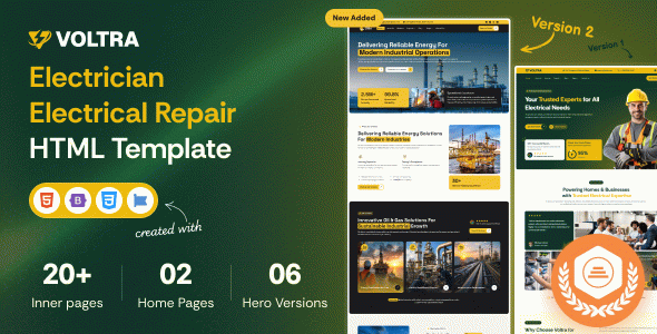 Voltra - Electrician Electrical Repair HTML Template