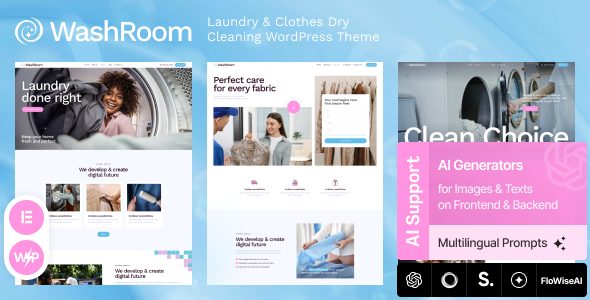 Washroom - Laundry & Clothes Dry Cleaning WordPress Theme