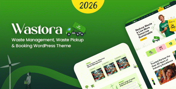 Wastora - Waste Pickup and Disposal WordPress Theme with Booking System & Service Scheduling
