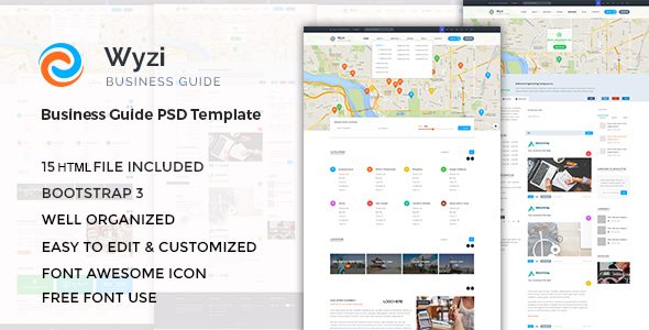 WYZI - Responsive Business Directory with Social Media Look HTML Template