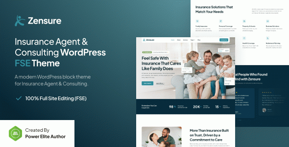 Zensure – Insurance Agent & Consulting Gutenverse FSE WordPress Block Theme